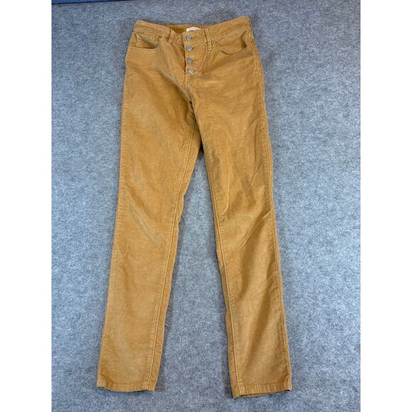 Levis 721 High Rise Skinny Corduroy Pants Womens 28 Brown Button Fly White Tab - Picture 1 of 7